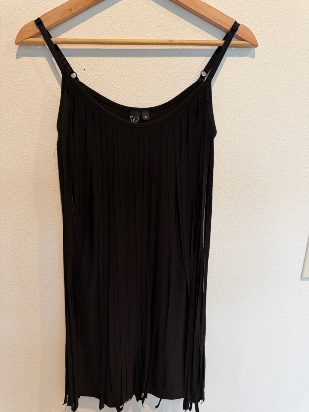 Windsor Black Pleated Slip fringe Mini Dress with Adjustable Straps
